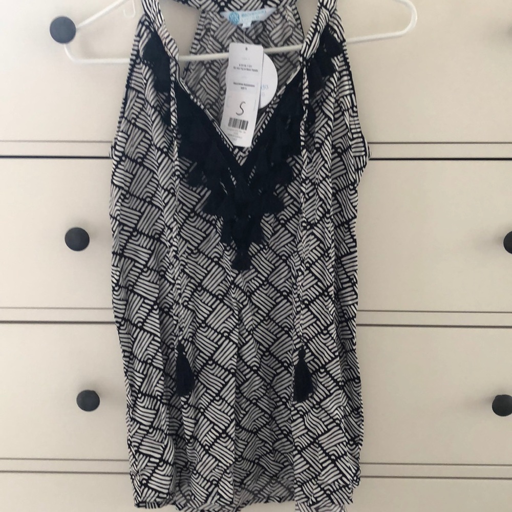 Black and White tassel tank